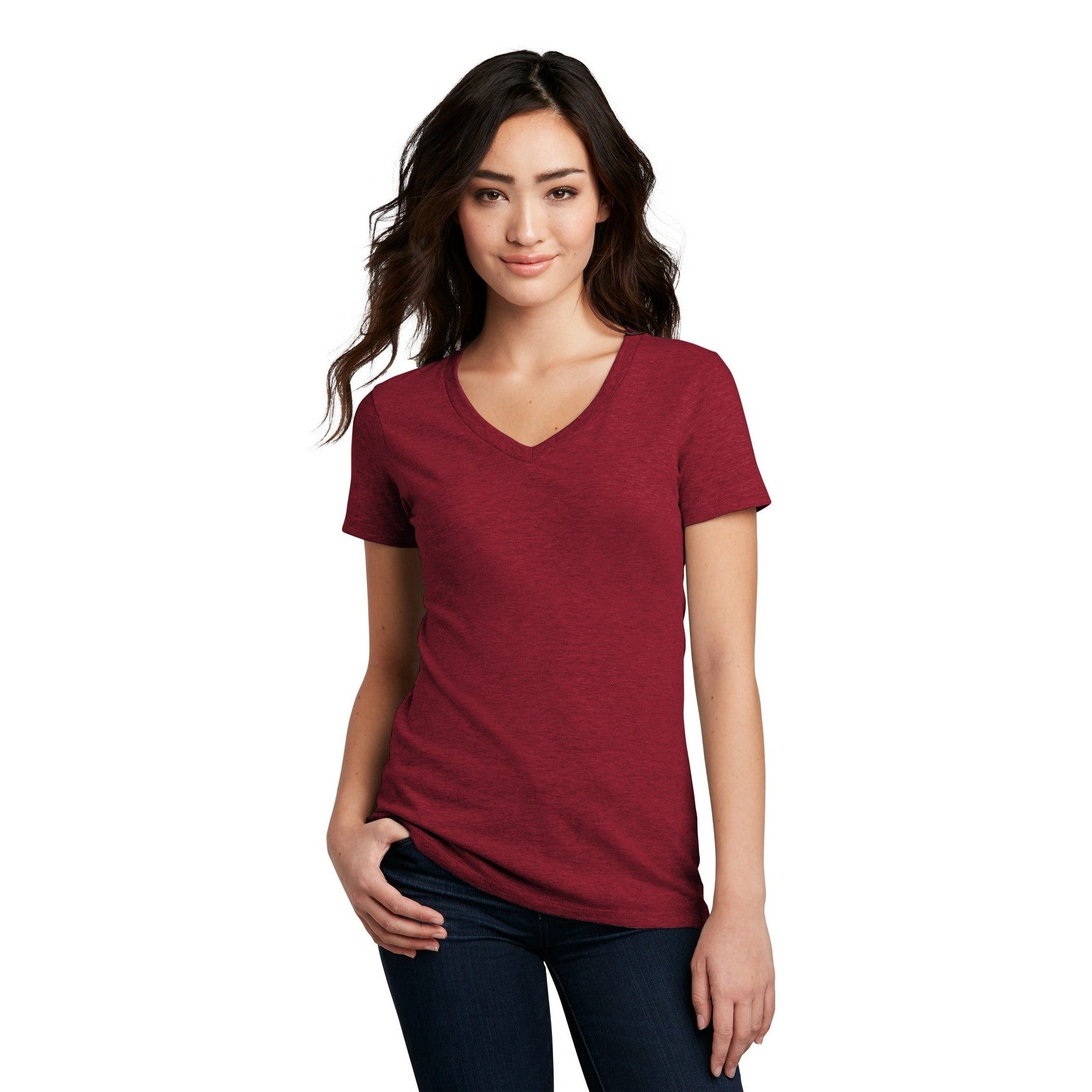 District-District® Women's Perfect Blend® CVC V-Neck Tee. DM1190L-MedTech-19